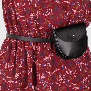 Mini Black Leather Belt Bag Coin Purse